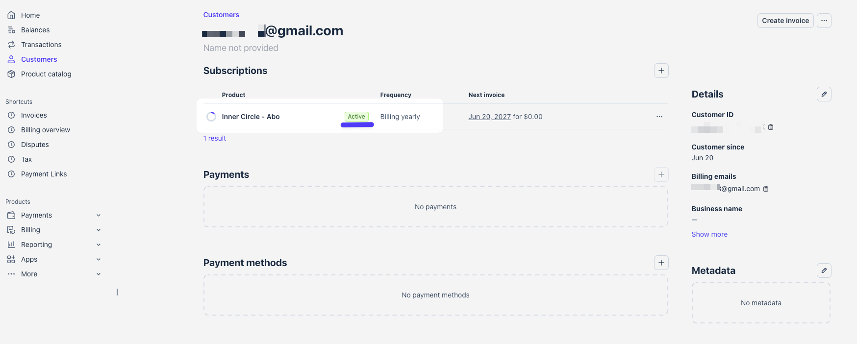 Stripe Sub Active