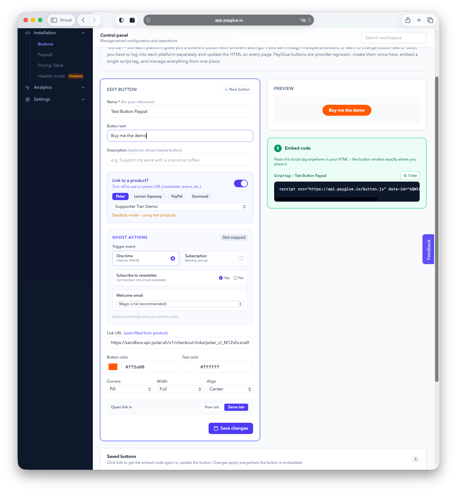 Payglue Button Custom