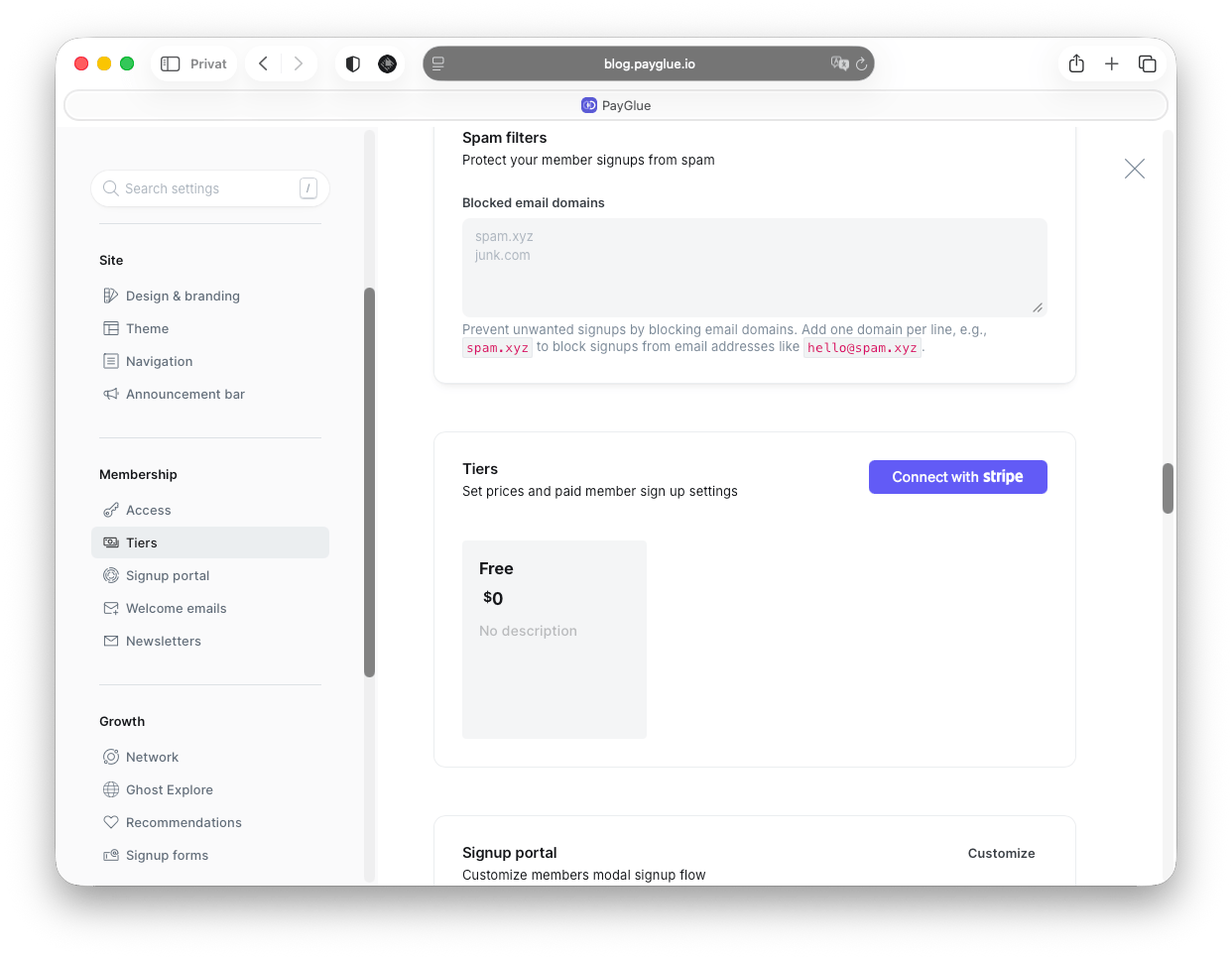 Stripe Wihtout Connection