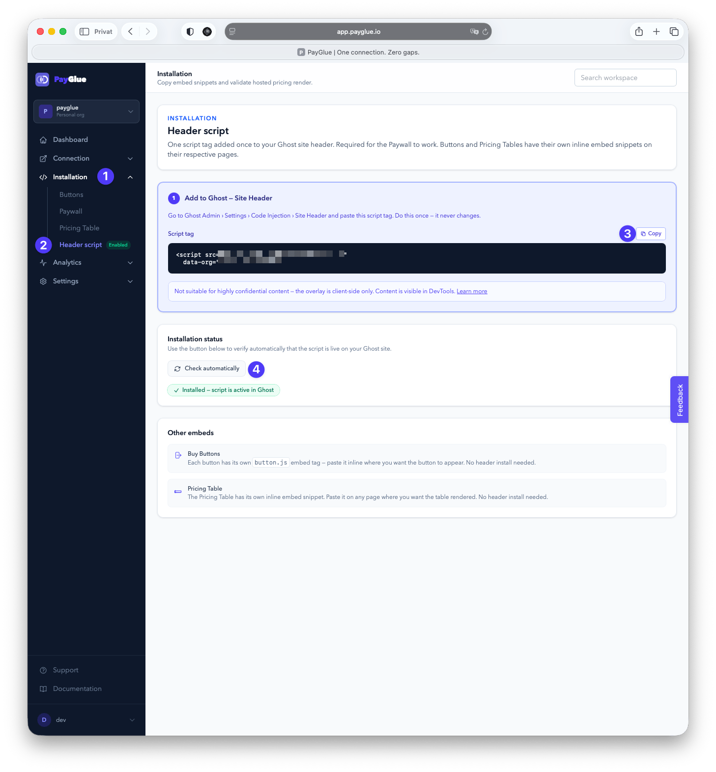 Payglue Hjeader Script