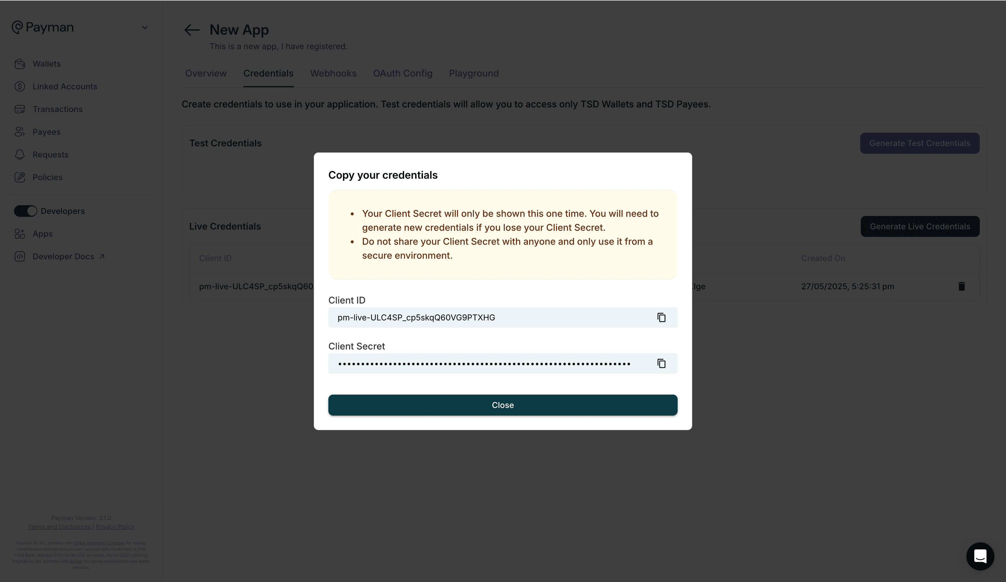 Generate Credentials