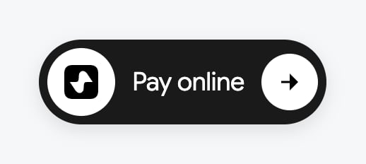 Dark widget button with the paymove mark, the label “Pay online” and an arrow