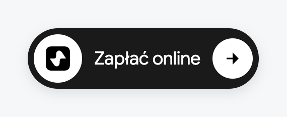 Ciemny przycisk widgetu z sygnetem paymove, napisem „Zapłać online” i strzałką