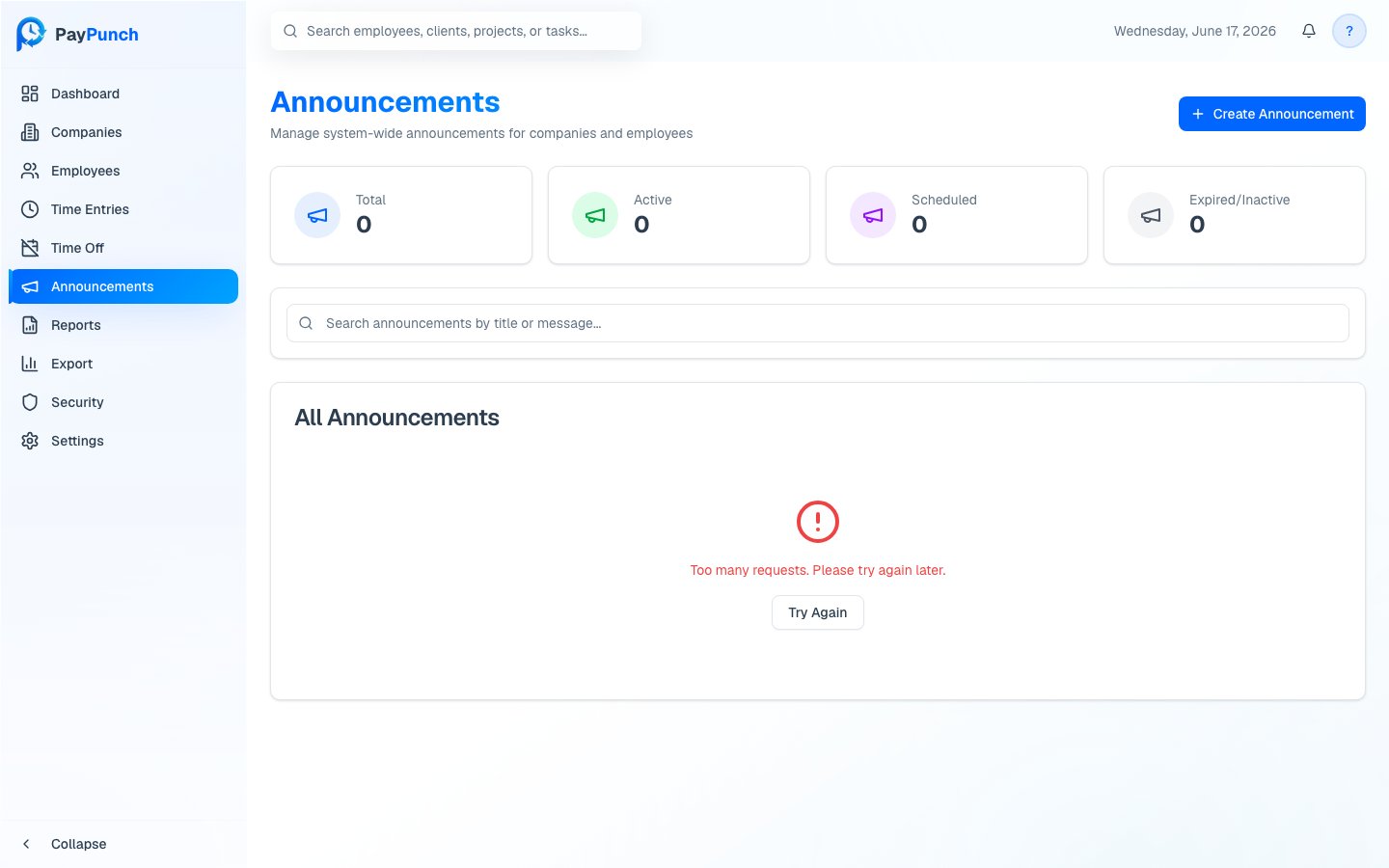 Announcements