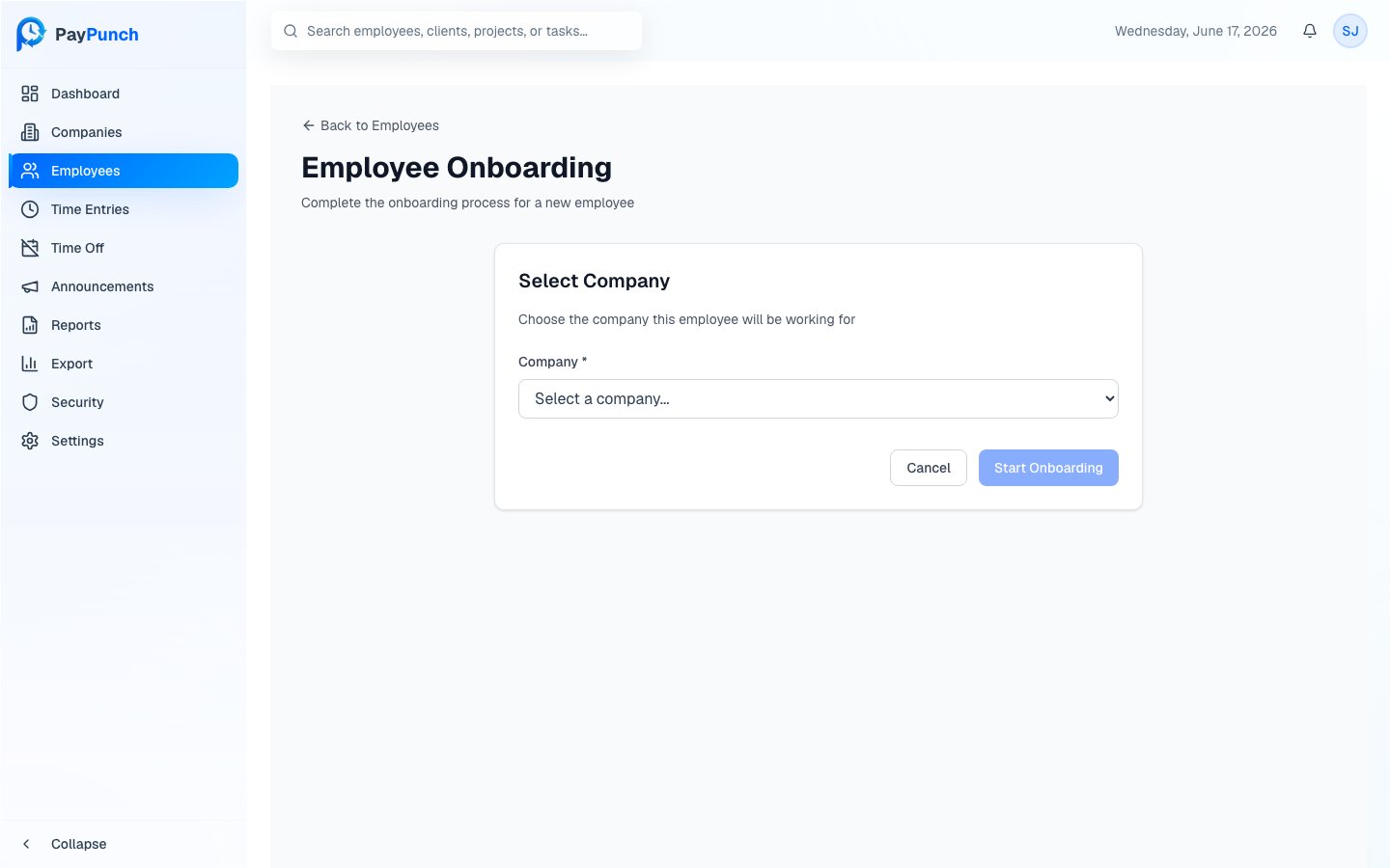 Employee onboarding