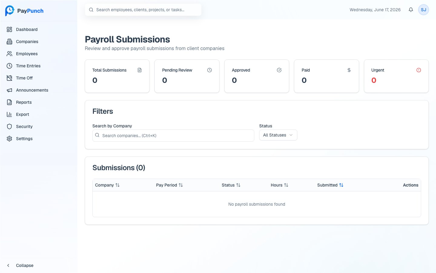 Payroll submissions