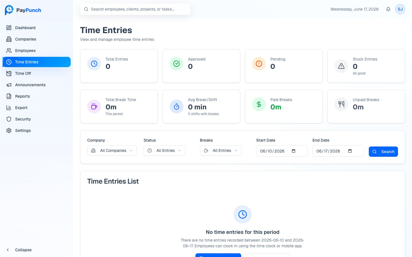 Time entries