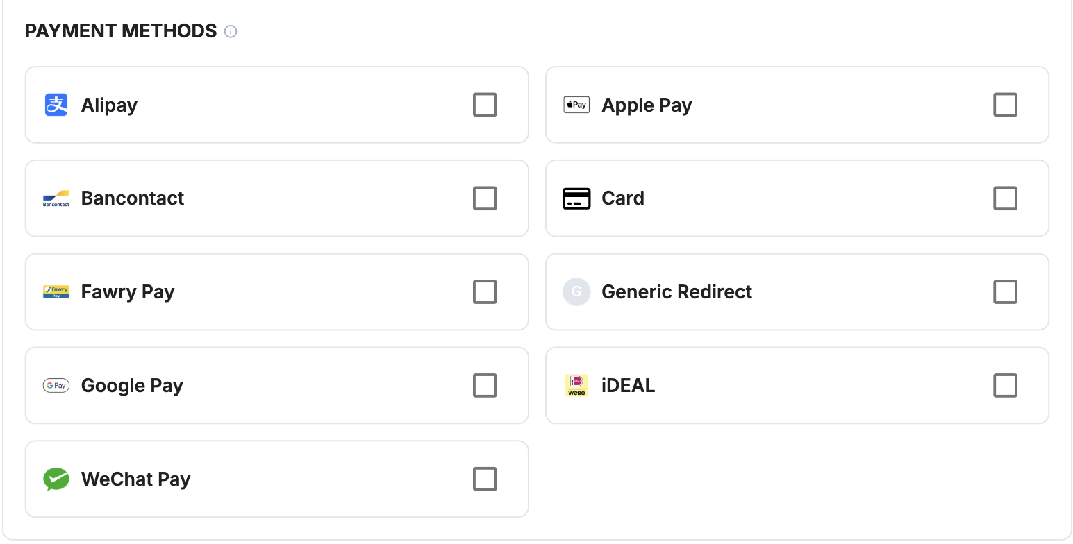 A screenshot showing the Nuvei payment method selection.