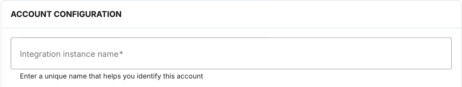 A screenshot showing the integration instance name field.