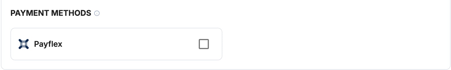 A screenshot showing the Payflex payment method selection.