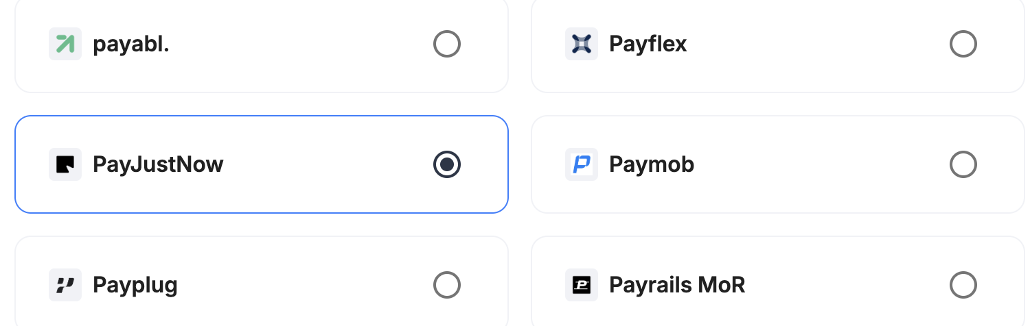 A screenshot showing PayJustNow selected as the provider.