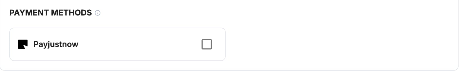 A screenshot showing the PayJustNow payment method selection.