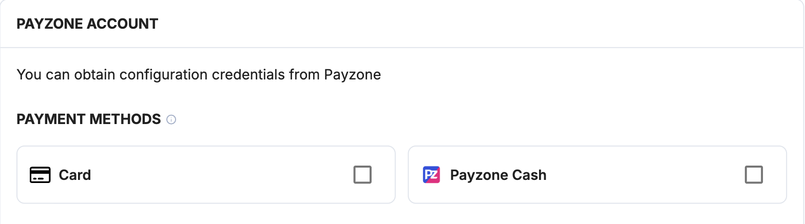 A screenshot showing the Payzone payment method selection.