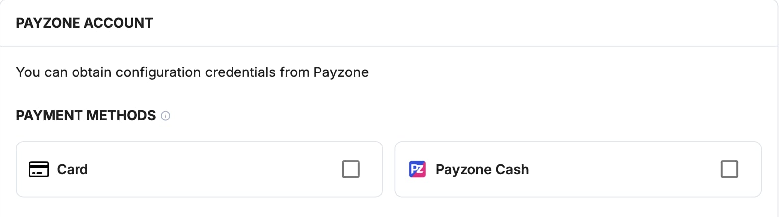 A screenshot showing the Payzone payment method selection.