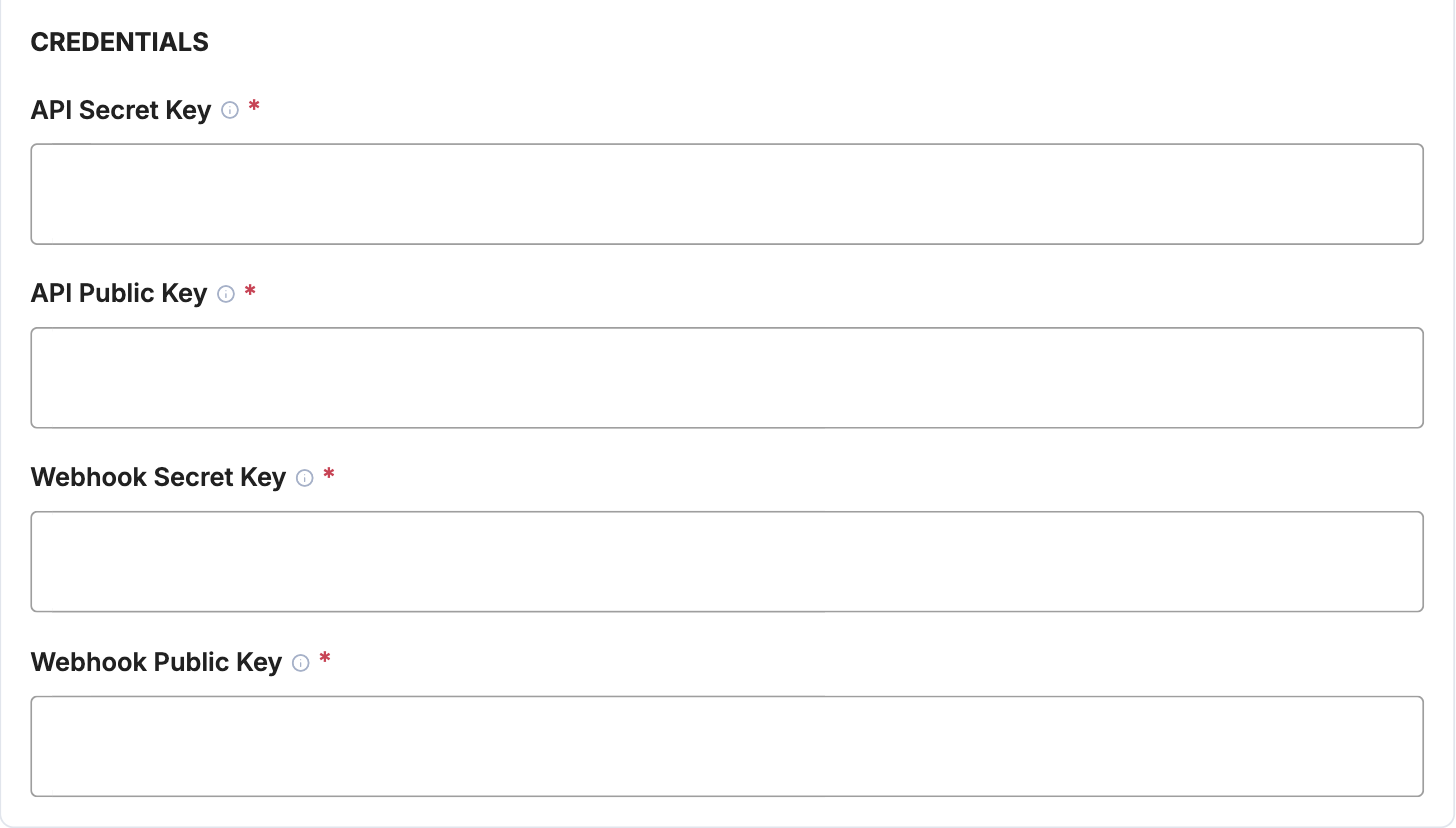 A screenshot showing the Solidgate credential fields.