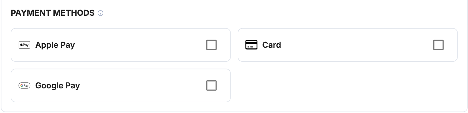 A screenshot showing the Tap payment method selection.