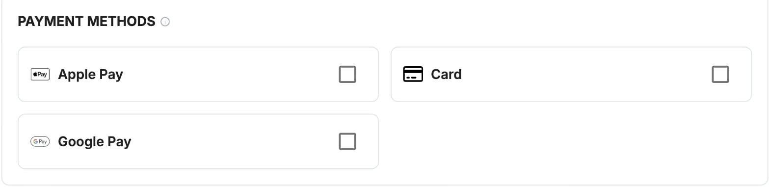 A screenshot showing the Tap payment method selection.