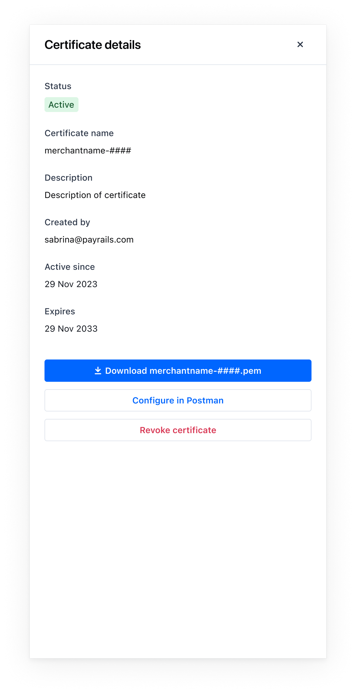 MTLS certificate details postman setup