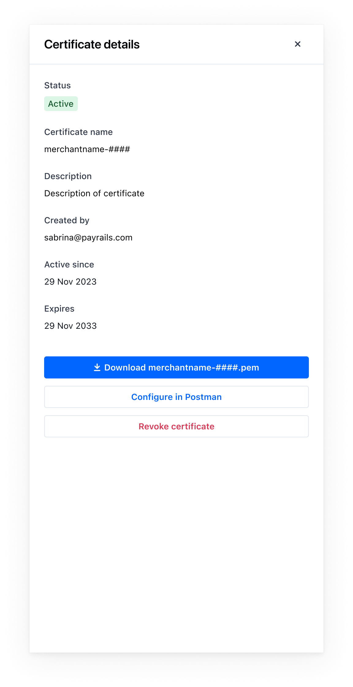 MTLS certificate details postman setup
