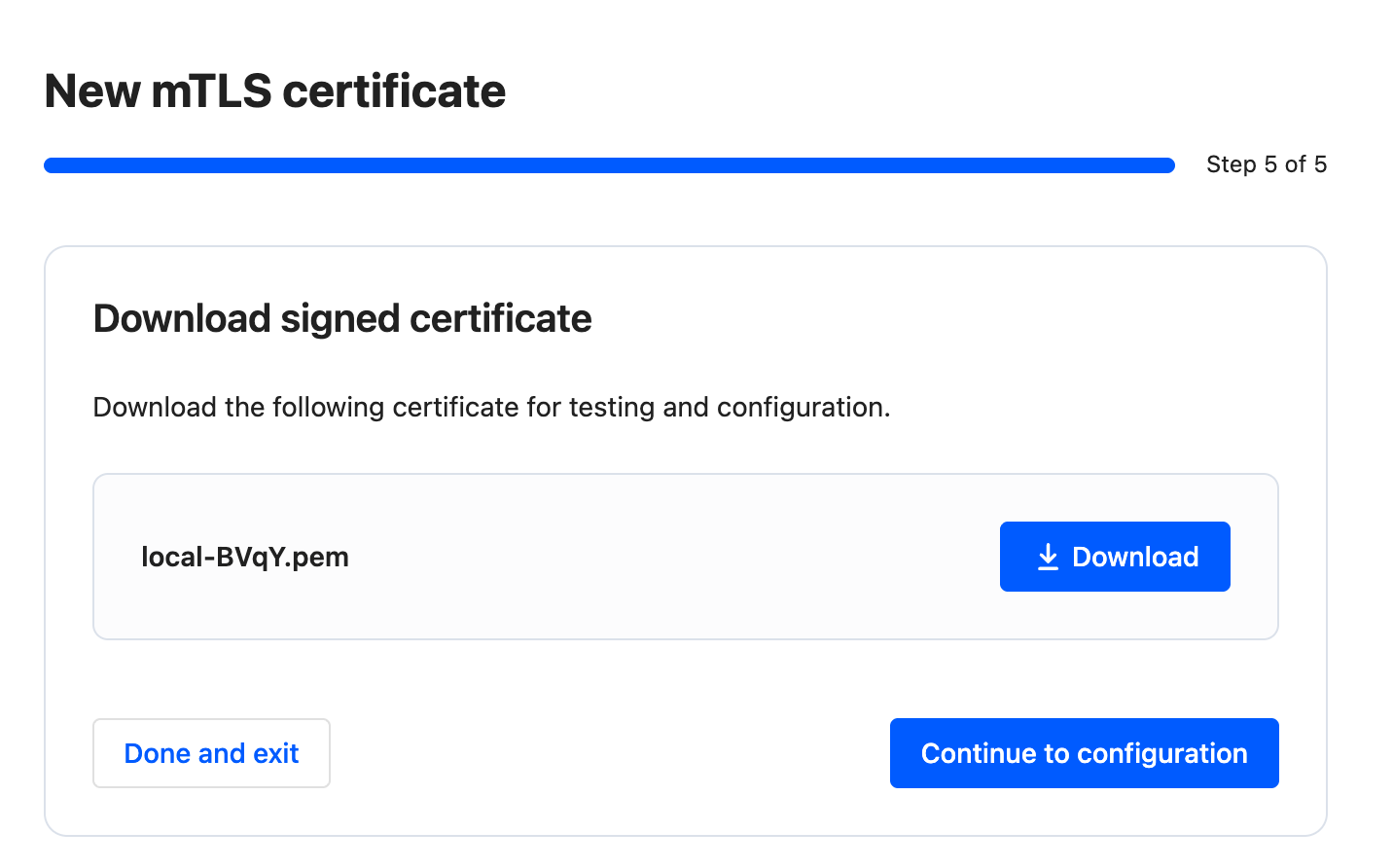 MTLS certificate issued download