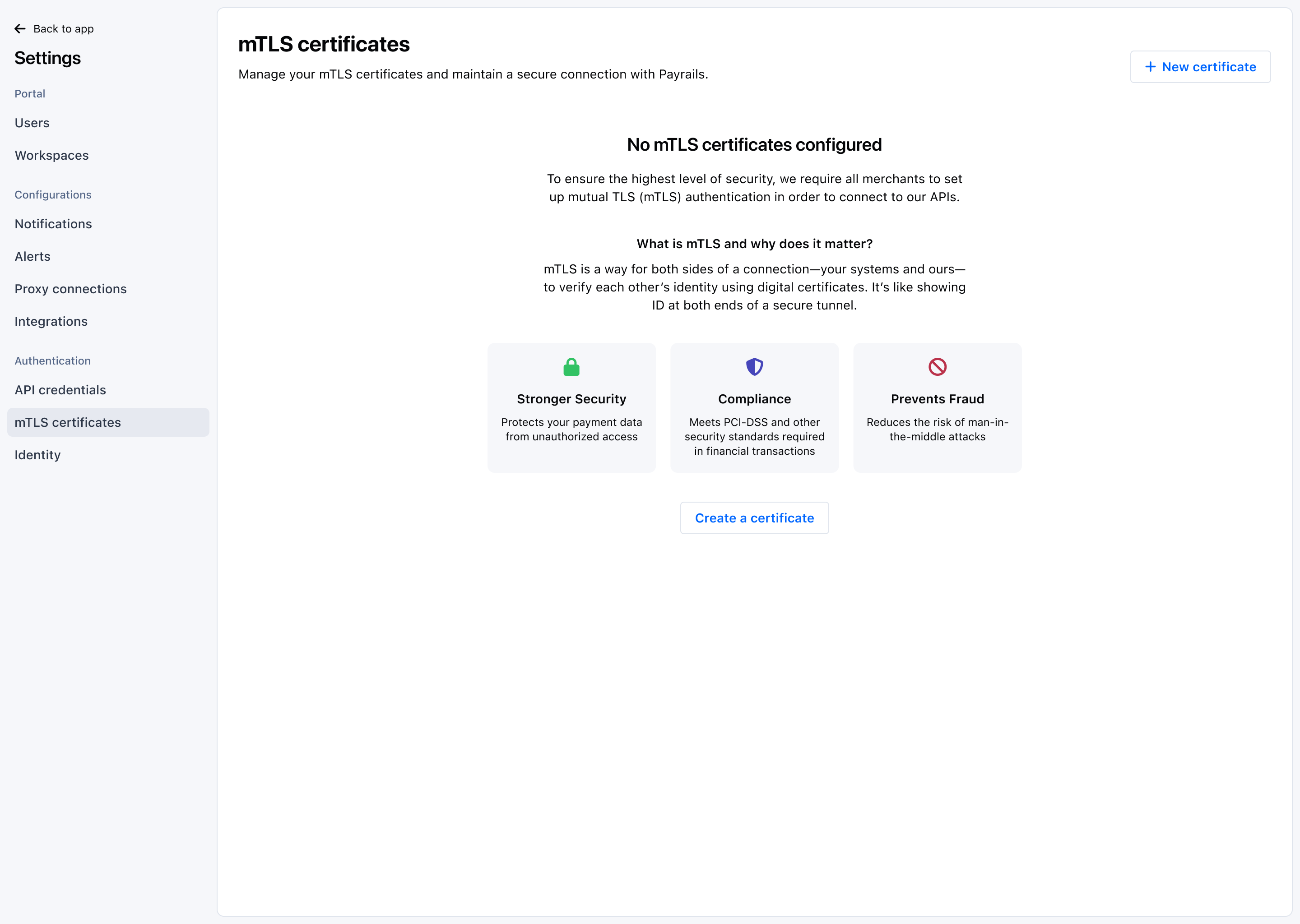 MTLS certificates list empty