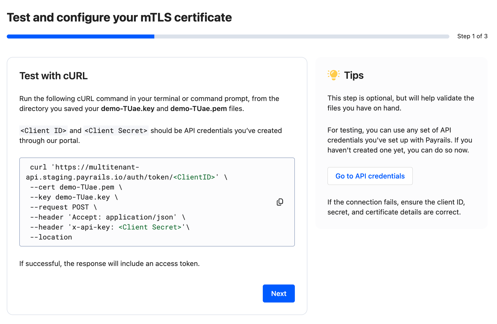 MTLS test configure overview