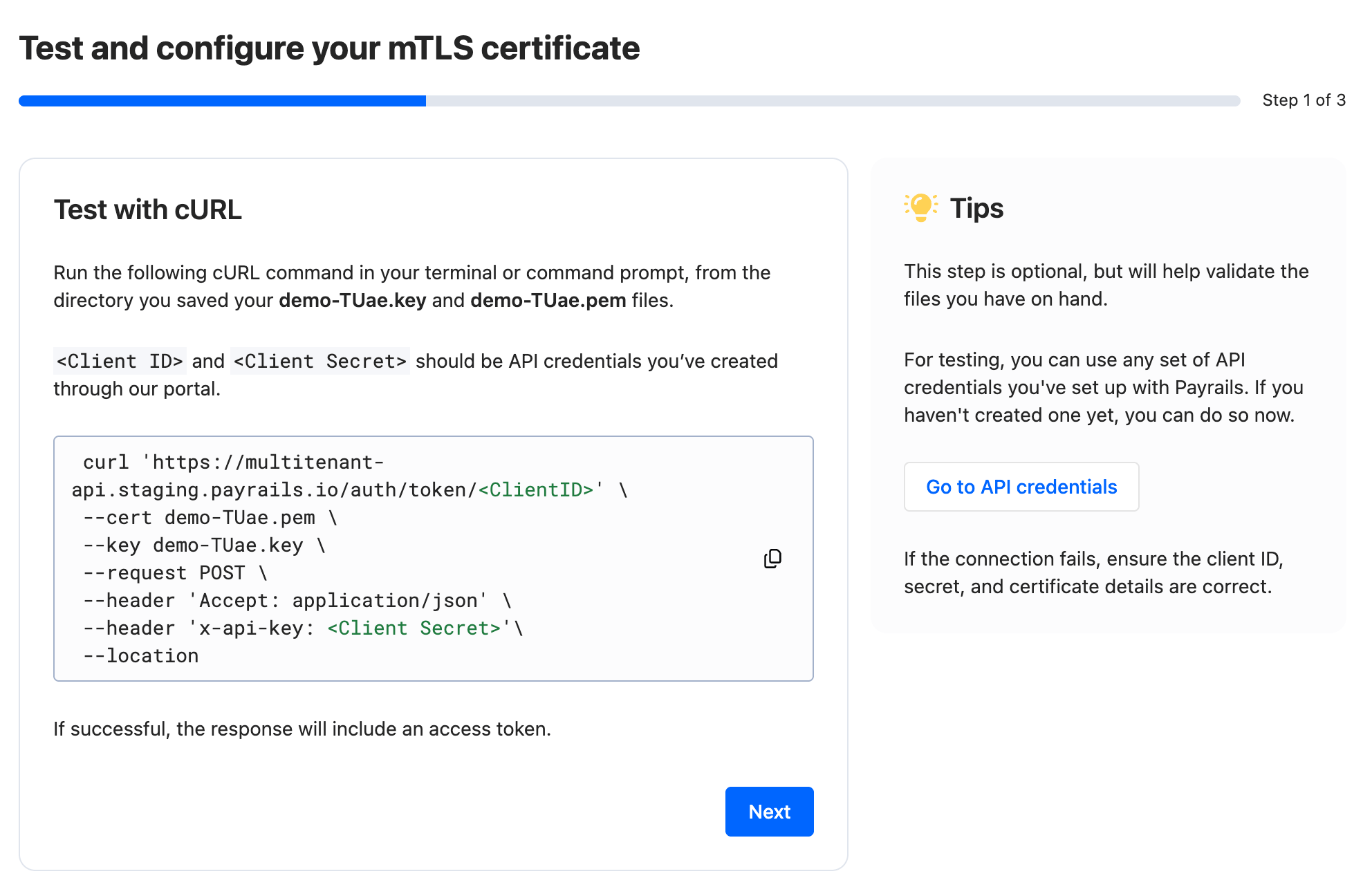 MTLS test configure overview