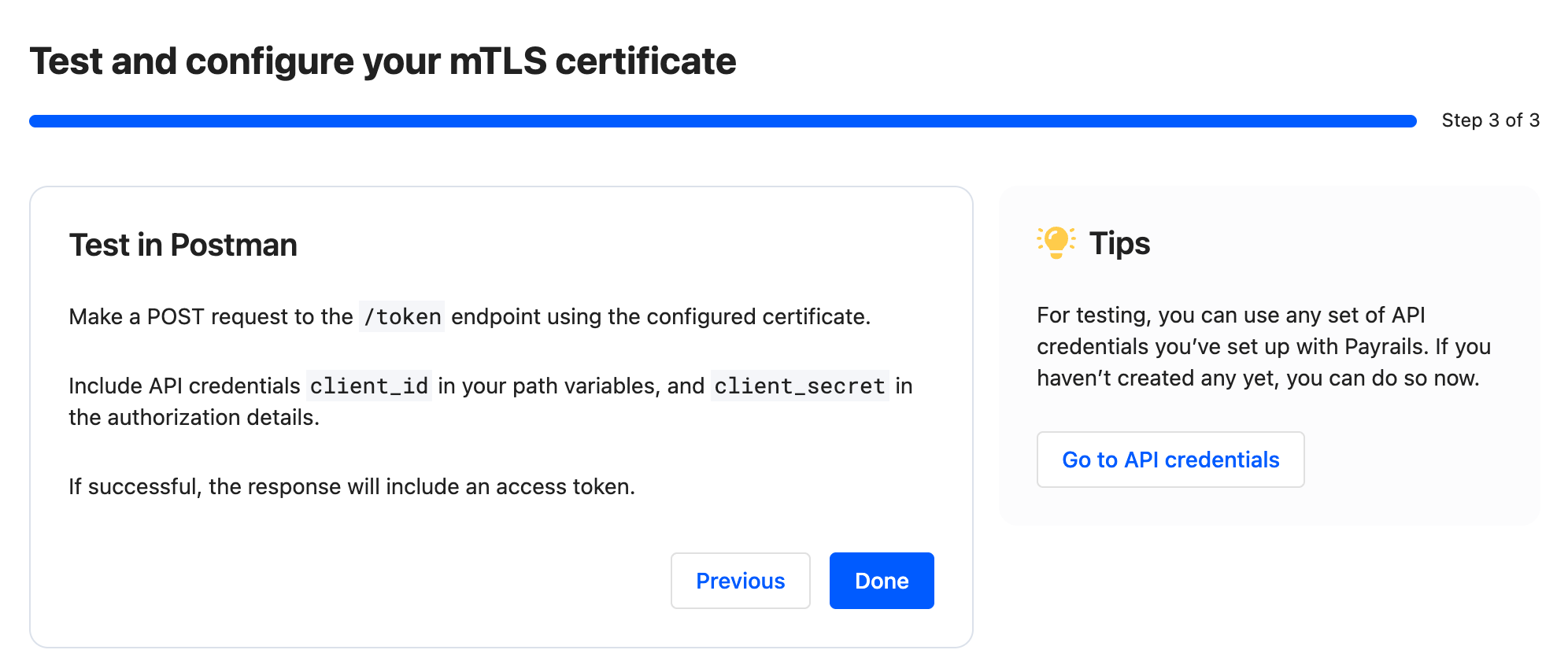 MTLS test configure postman