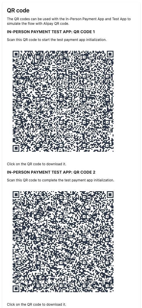 QR-codes generated for in-person payments