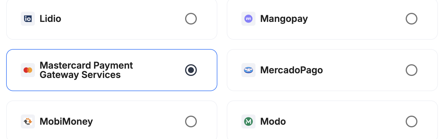 A screenshot showing MPGS selected as the provider.
