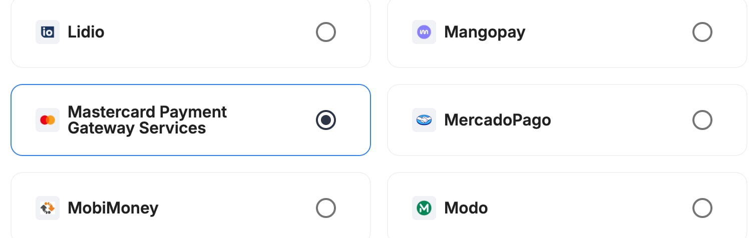A screenshot showing MPGS selected as the provider.