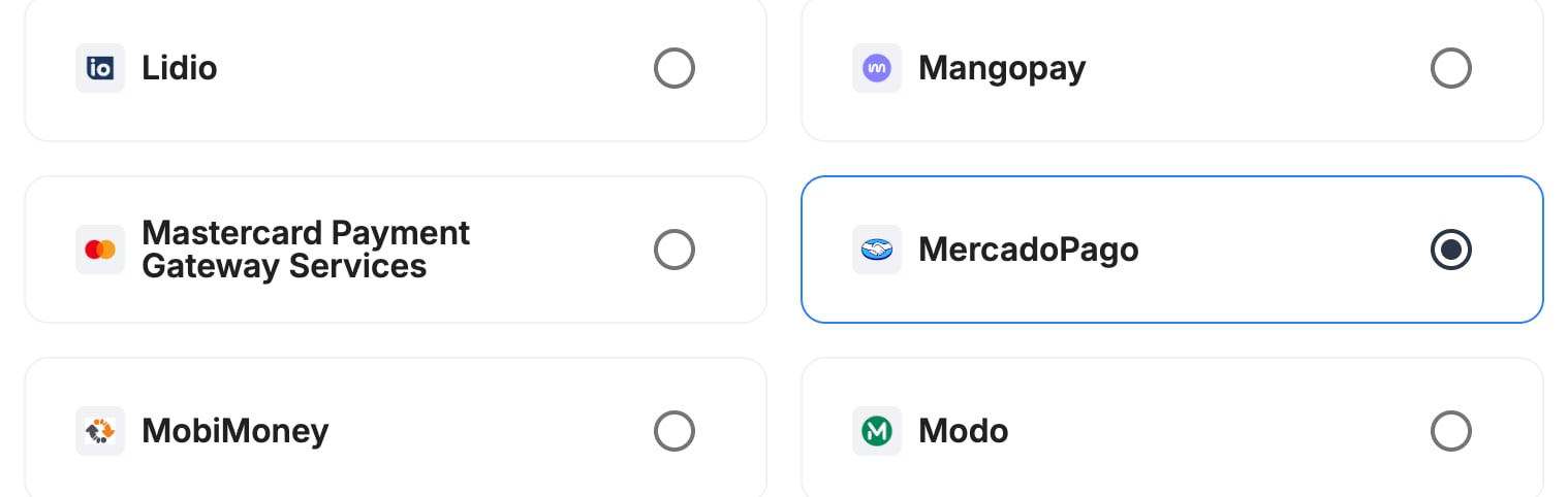 A screenshot showing Mercado Pago selected as the provider.