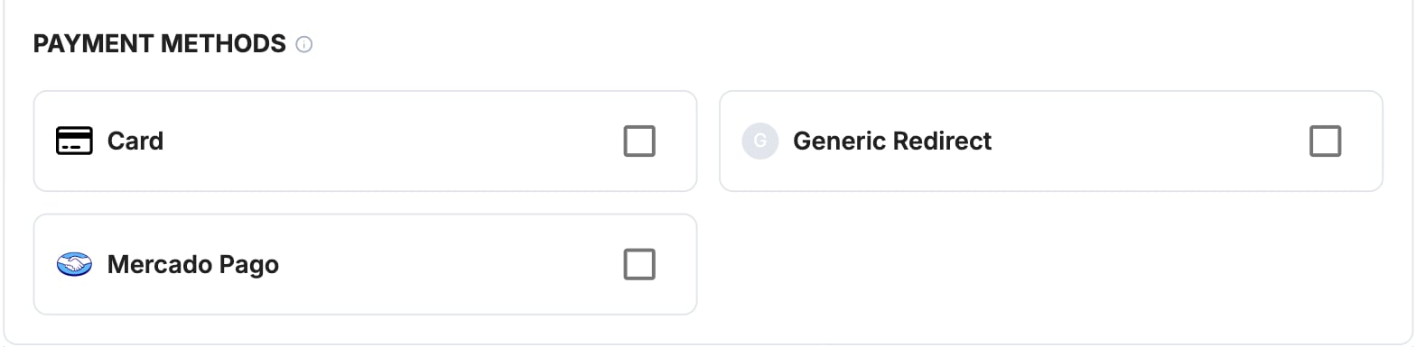 A screenshot showing the Mercado Pago payment method selection.