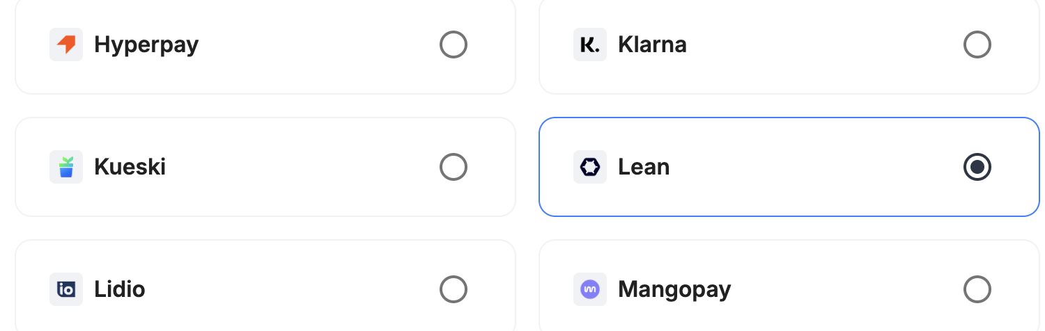 A screenshot showing Lean selected as the provider.