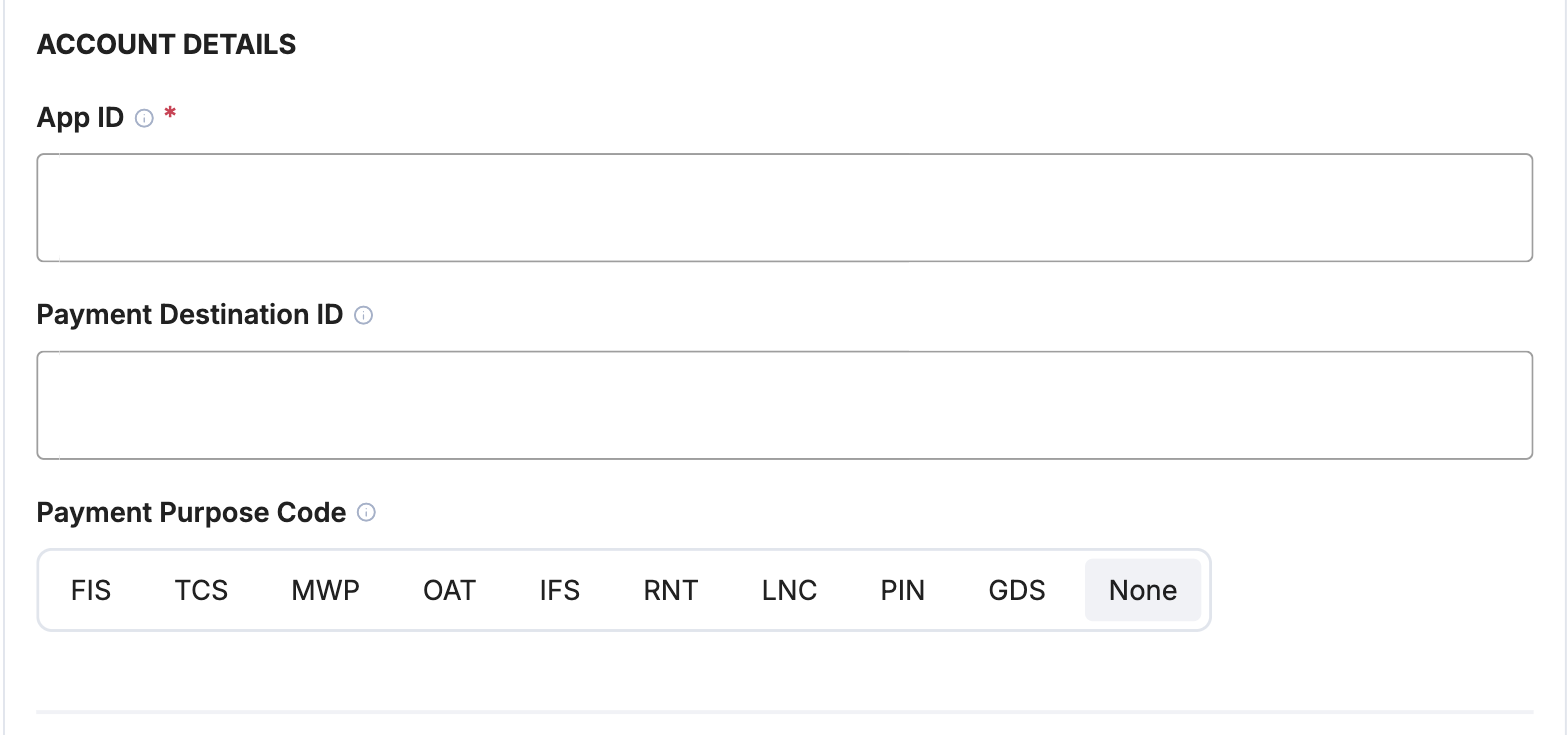 A screenshot showing the Lean account details fields.