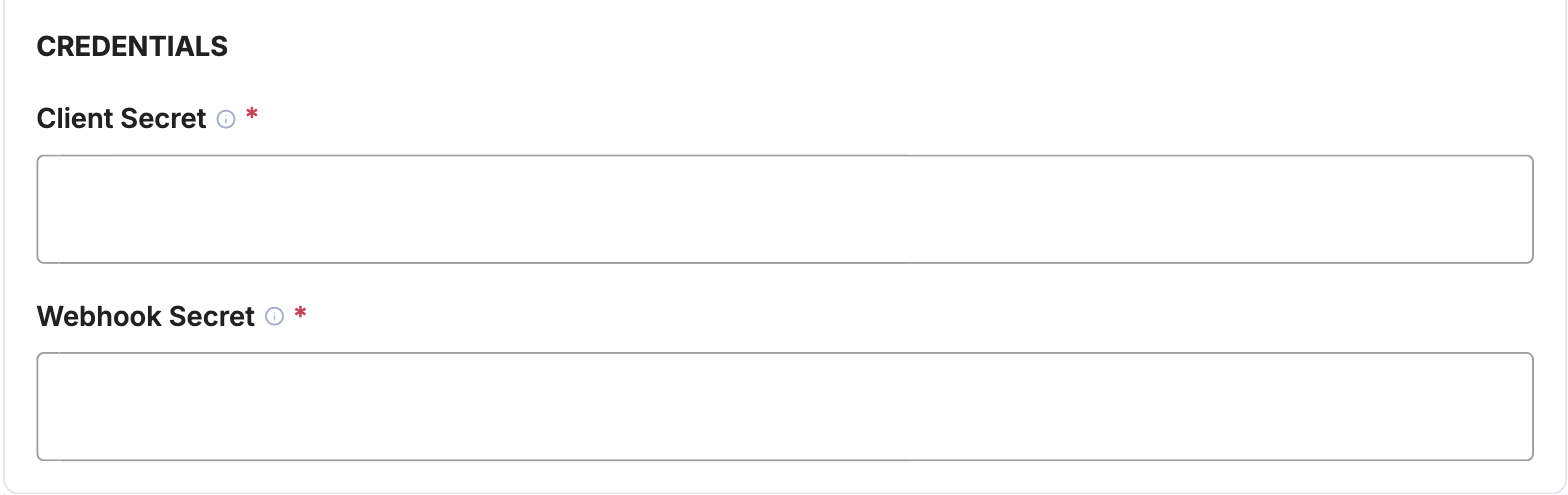 A screenshot showing the Lean credential fields.