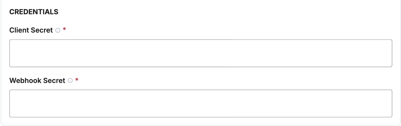 A screenshot showing the Lean credential fields.