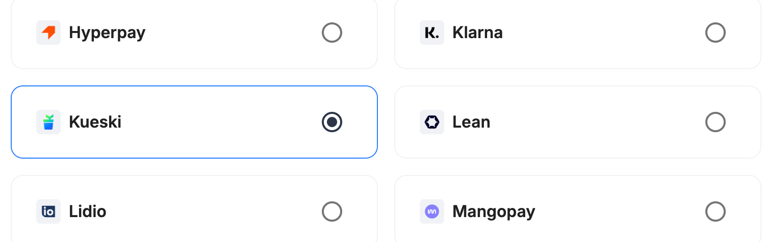 A screenshot showing Kueski selected as the provider.