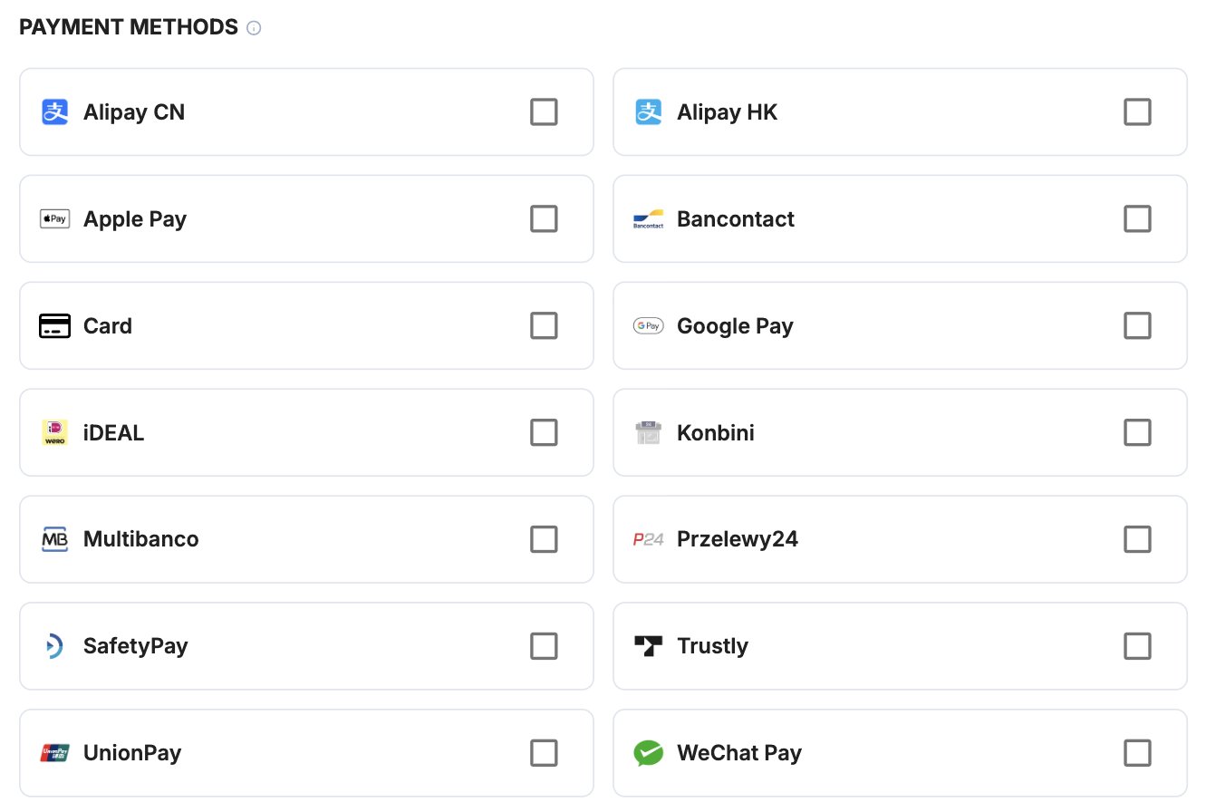 A screenshot showing the Worldpay payment method selection.