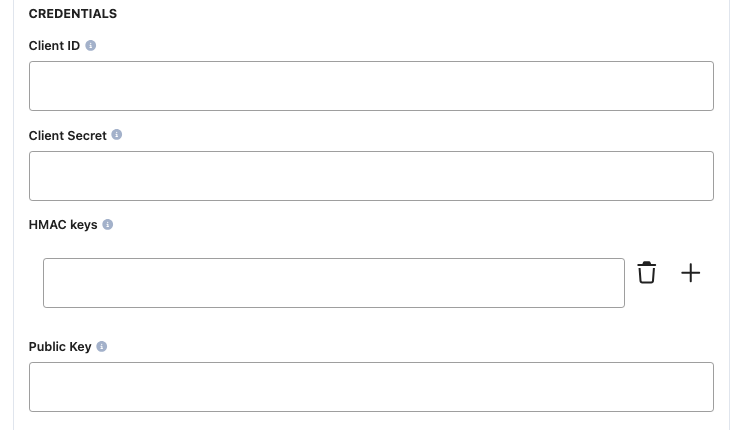 Payrails fields for Checkout.com access key credentials