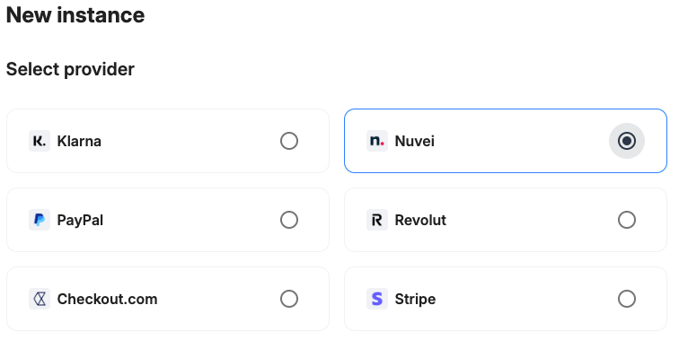 Payrails provider selection set to Nuvei