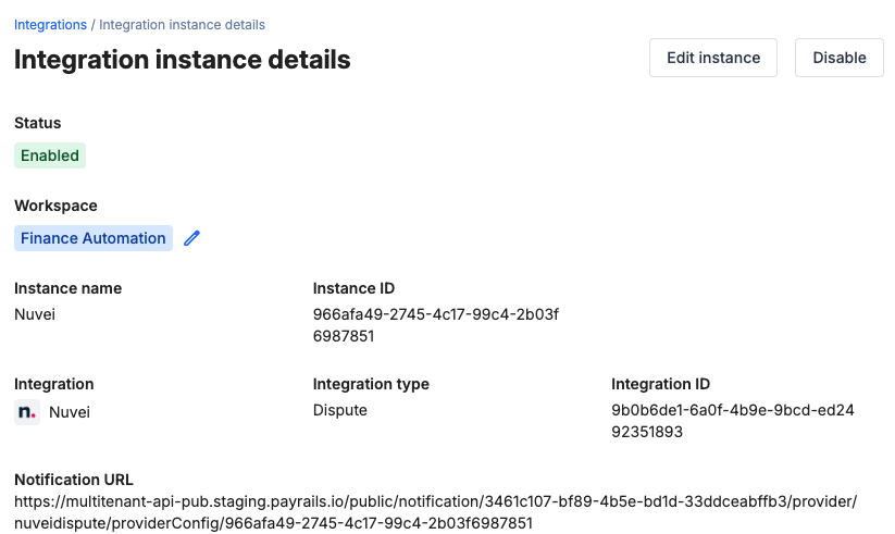 Payrails Nuvei integration enabled status