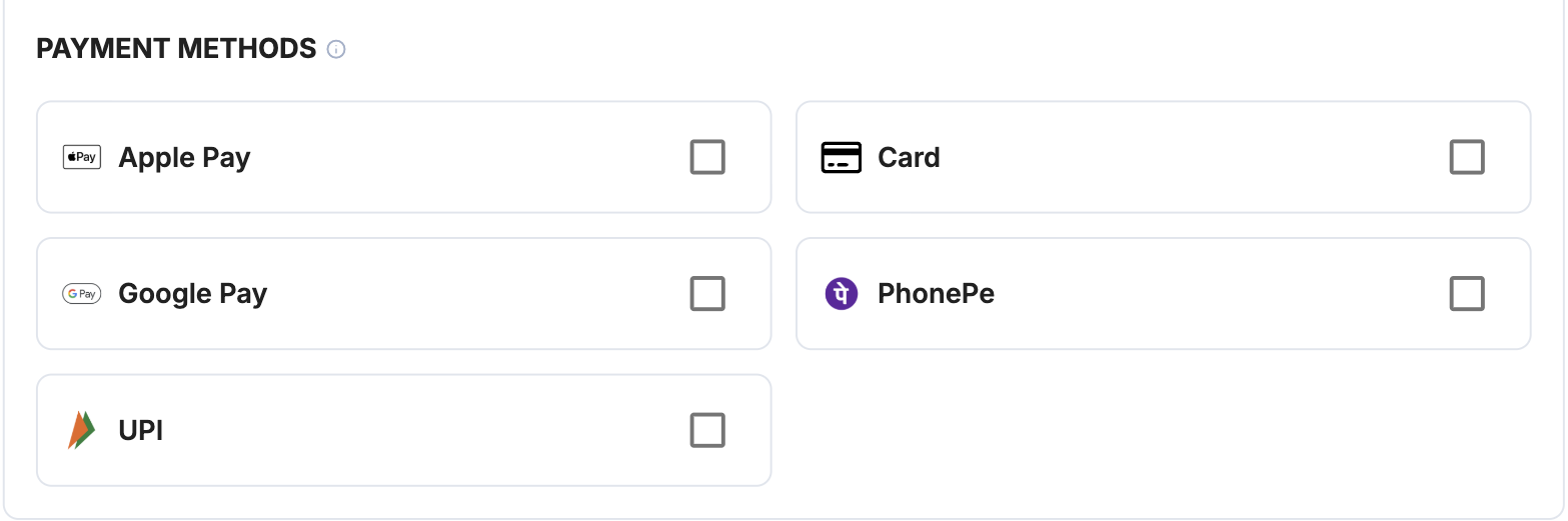 A screenshot showing the Unlimit payment method selection.