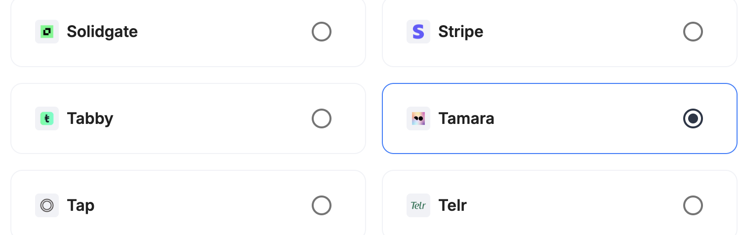 A screenshot showing Tamara selected as the provider.