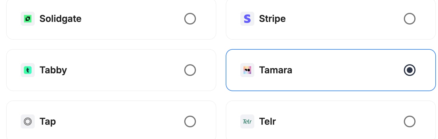 A screenshot showing Tamara selected as the provider.