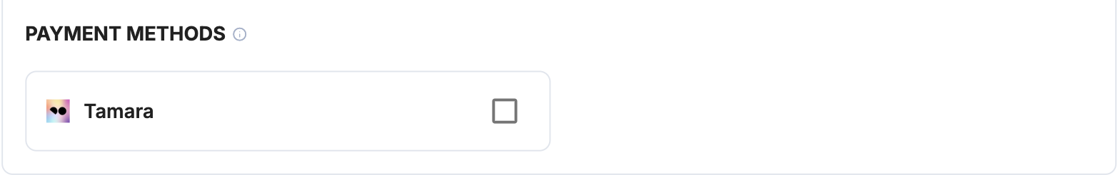 A screenshot showing the Tamara payment method selection.