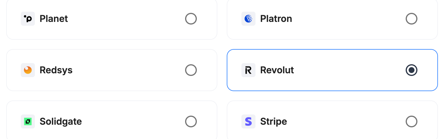 A screenshot showing Revolut selected as the provider.