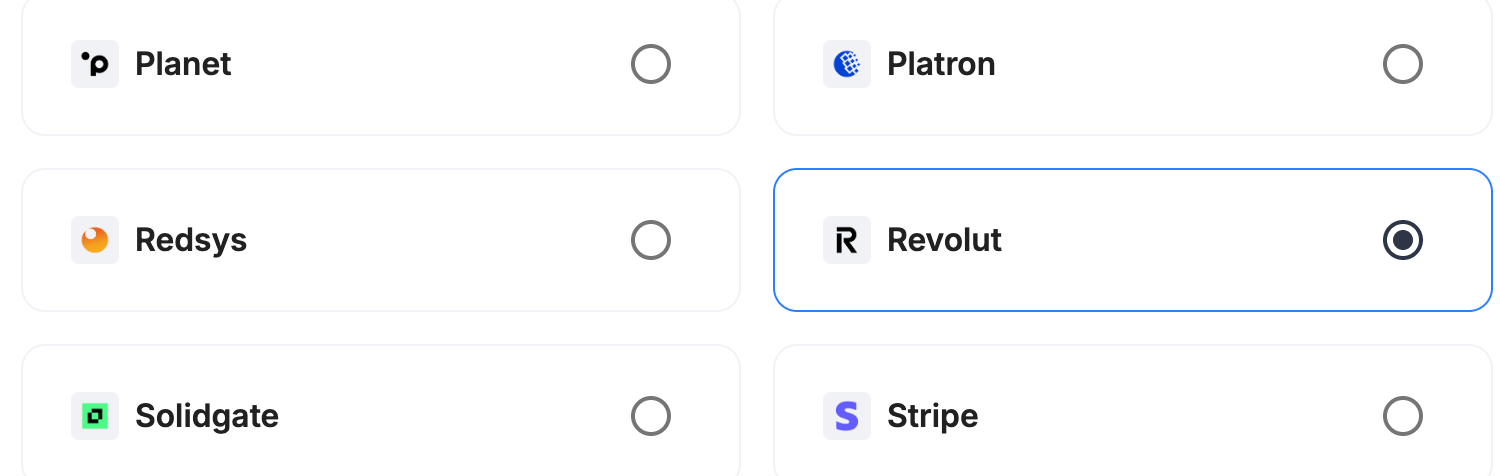 A screenshot showing Revolut selected as the provider.
