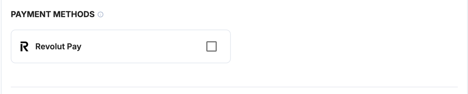 A screenshot showing the Revolut payment method selection.