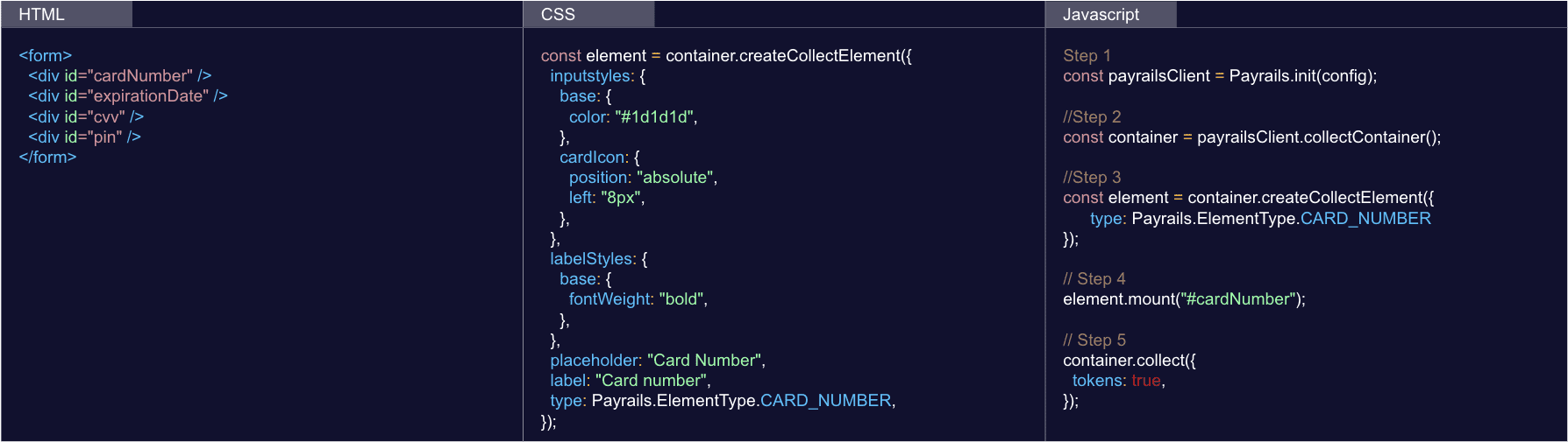 Tokenize cards with secure fields 2